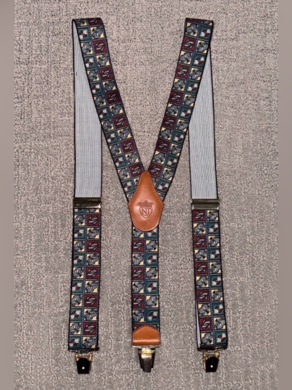 Vintage NT Mens Y Shaped Adjustable Suspenders